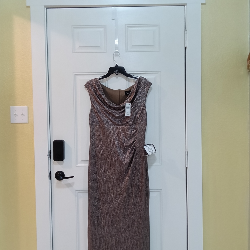 Connected Apparel Shimmering Brown Midi Dress*91*